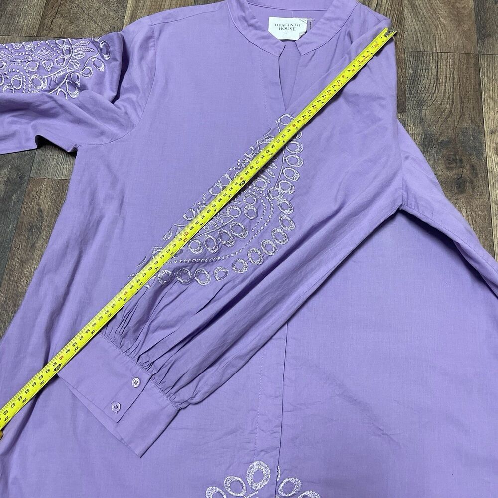 Hyacinth House Women's Large Woven 100% Cotton Embroidered Wisteria Caftan - Picture 11 of 14